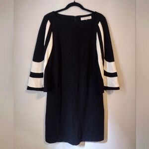 Trina Turk Long Sleeve Black And White Wool Blend Mid Length Dress Size 8